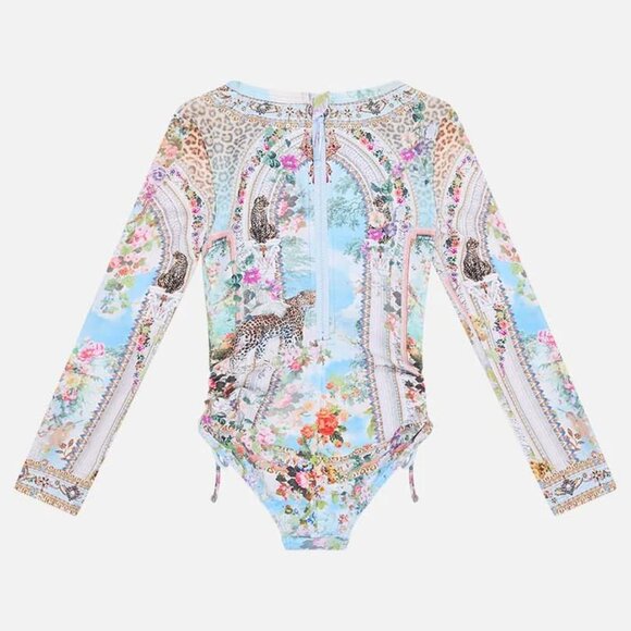 Girls Ruched Side Paddlesuit Girls Swimsuit in "We Always Have Alexandria" Print - Picture 2 of 2